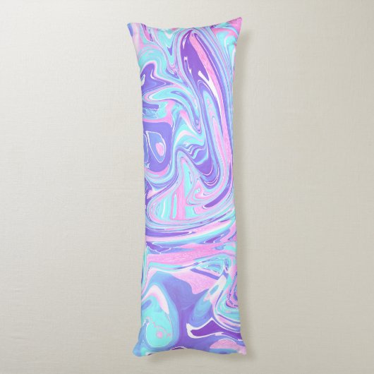 Pastellblau und Lila Marmor Flüssige Textur Seitenschläferkissen (Rückseite (Vertikal))
