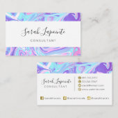 Pastellblau und Lila Marmor Flüssige Textur Visitenkarte (Vorne/Hinten)