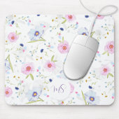 Pastellblau und rosa Blume Personalisiert Mousepad
