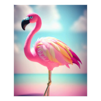 Pastellblau und rosa Flamingo-Kunsttipps Fotodruck