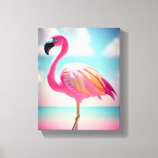 Pastellblau und rosa Flamingo-Kunsttipps Leinwanddruck (Vorderseite)