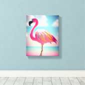 Pastellblau und rosa Flamingo-Kunsttipps Leinwanddruck (Insitu (Holzboden))