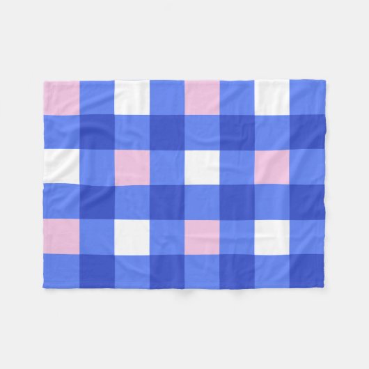 Pastellblau und rosa Gingham Karo Pattern Fleecedecke (Vorderseite (Horizontal))