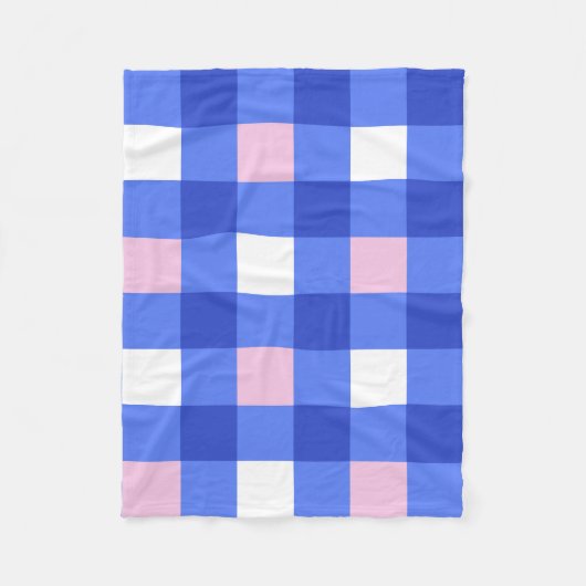 Pastellblau und rosa Gingham Karo Pattern Fleecedecke (Vorderseite)