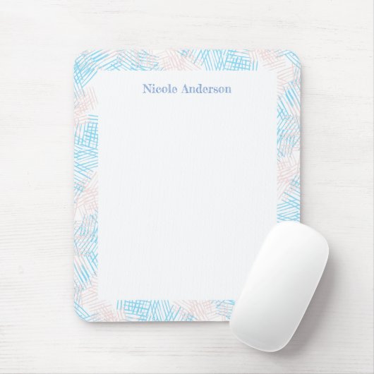 Pastellblau und rosa Grenze Mousepad (Mit Mouse)