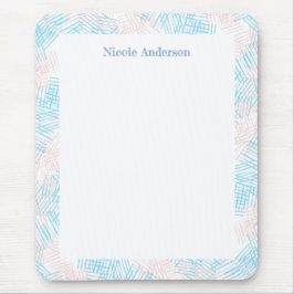 Pastellblau und rosa Grenze Mousepad