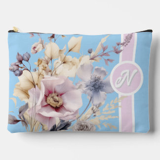 Pastellblau und rosa Monogramm Zubehörtasche