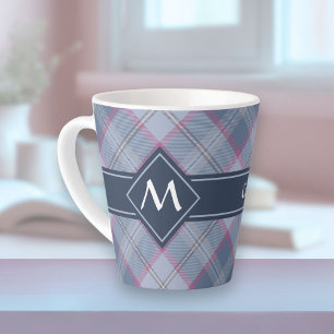 Pastellblau und rosa Tartan Latte-Tasse Milchtasse