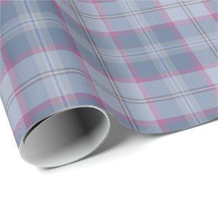 Pastellblau und rosa Tartan-Umhüllungspapier Geschenkpapier