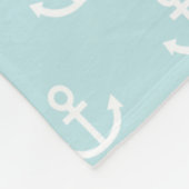 Pastellblau und Weiß Ankermuster Fleecedecke (Ecke)