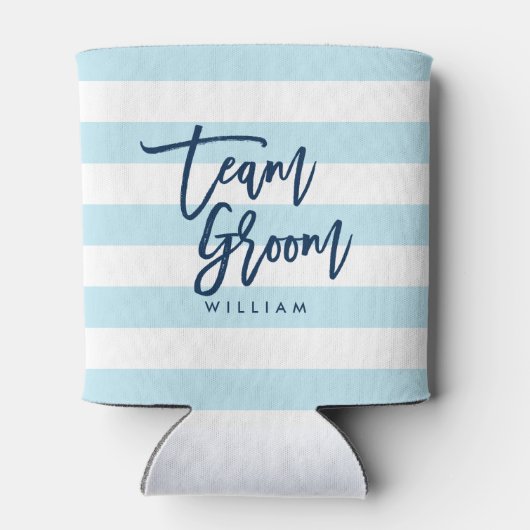 Pastellblau und weiße Streifen Blaue Teamkolonne Dosenkühler (Rückseite)