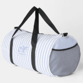 Pastellblau und weiße Streifen - Mit Monogramm Duffle Bag (Rechte Ecke)