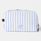 Pastellblau und weiße Streifen - Mit Monogramm Waschbeutel (Vorderseite)
