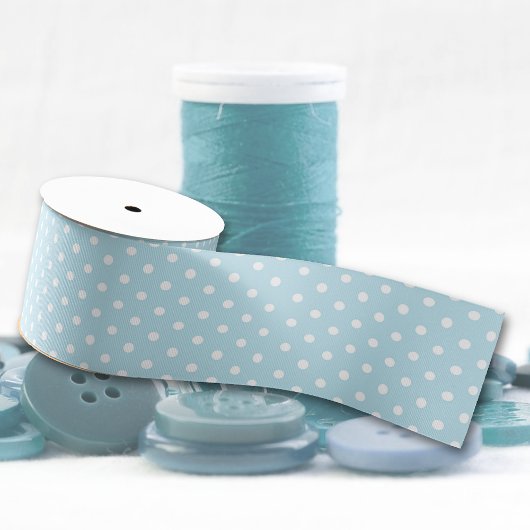 Pastellblau und weißes Polka-Dot-Muster Ripsband