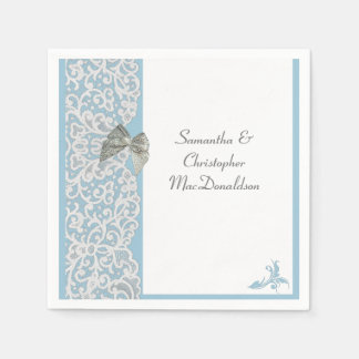 Pastellblau-weiße Spitze Traditionelle Hochzeit Serviette