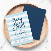 Pastellblau & weiße Streifen Blaue Babydusche
