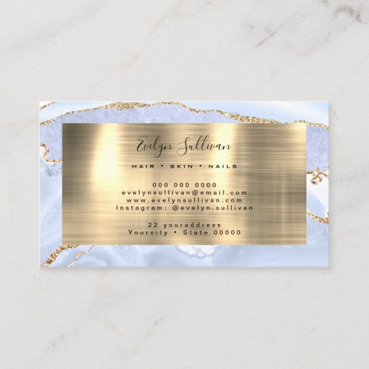 Pastellblaue Agate Business Card Visitenkarte (Rückseite)