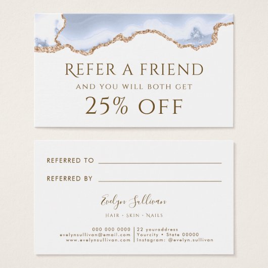 Pastellblaue Agate-Referenzkarte (Vorne & Hinten)