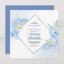 Pastellblaue Aquarellbilder zum Hochzeitsempfang