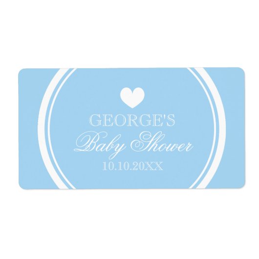 Pastellblaue Babyduschflaschen - Etiketten (Vorne)