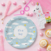 Pastellblaue Beluga-Wal-Sterne Babyduschdesign Pappteller (Party)