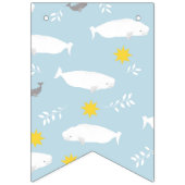 Pastellblaue Beluga-Wal-Sterne Babyduschdesign Wimpelkette (Dritte Fahne)