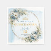 Pastellblaue Blumen Boho 15. Geburtstag Servietten (Vorderseite)