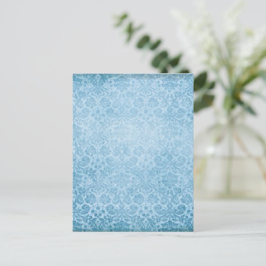 Pastellblaue Damaskus verblassenes Muster Postkarte (Stehend Vorderseite)