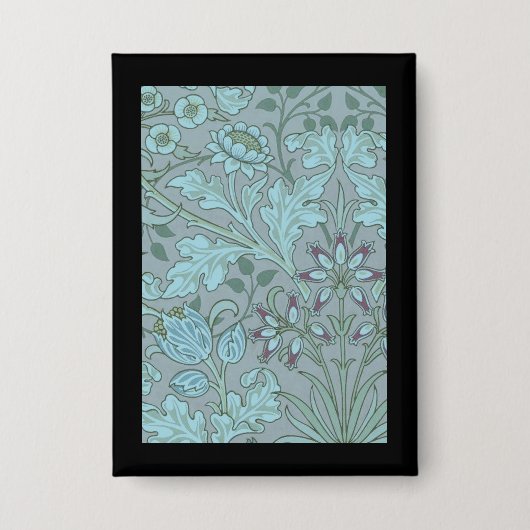 Pastellblaue Dekorative Blumen Button (Vorderseite)