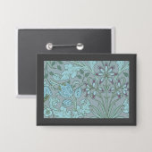 Pastellblaue Dekorative Blumen Button (Vorderseite/Rückseite)