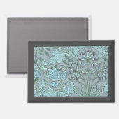 Pastellblaue Dekorative Blumen  Magnet (Vorderseite/Rückseite)