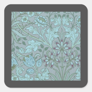 Pastellblaue Dekorative Blumen Quadratischer Aufkleber