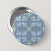 Pastellblaue florale abstrakte Wiederholung Button (Vorne & Hinten)