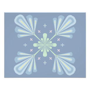 Pastellblaue florale abstrakte Wiederholung Fotodruck