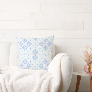 Pastellblaue geometrische Blumenseiten-Wiederholun Kissen