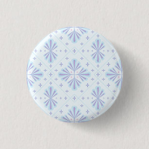 Pastellblaue geometrische Blumenwiederholung Button
