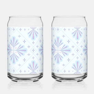 Pastellblaue geometrische Blumenwiederholung Dosenglas