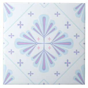 Pastellblaue geometrische Blumenwiederholung Fliese
