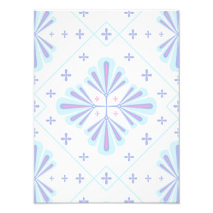 Pastellblaue geometrische Blumenwiederholung  Fotodruck