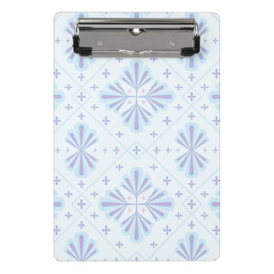 Pastellblaue geometrische Blumenwiederholung Mini Klemmbrett