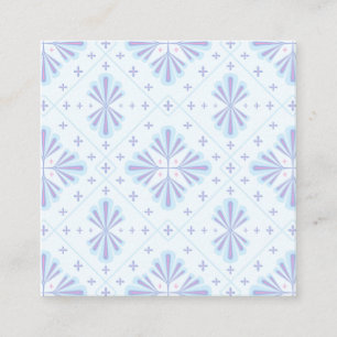 Pastellblaue geometrische Blumenwiederholung Quadratische Visitenkarte