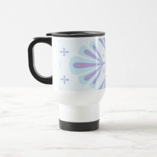 Pastellblaue geometrische Blumenwiederholung Reisebecher