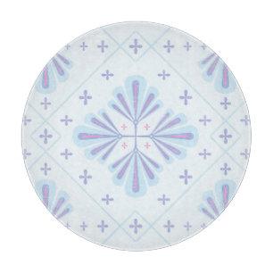 Pastellblaue geometrische Blumenwiederholung  Schneidebrett