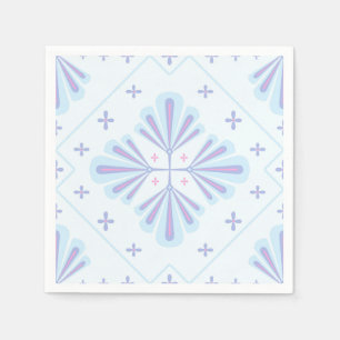 Pastellblaue geometrische Blumenwiederholung Serviette