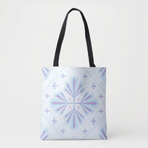 Pastellblaue geometrische Blumenwiederholung  Tasche