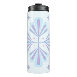 Pastellblaue geometrische Blumenwiederholung Thermosbecher