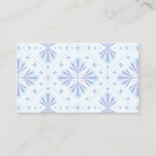 Pastellblaue geometrische Blumenwiederholung  Visitenkarte