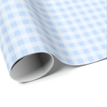 Pastellblaue Gingham-Geschenkpapier