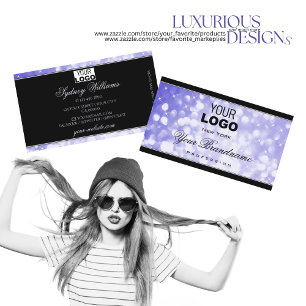 Pastellblaue Glitzer-Sparkle-Sterne mit Logo-Schwa Visitenkarte