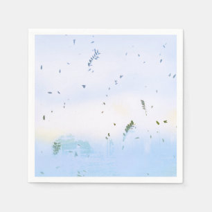 Pastellblaue grüne Blumenblatt-Designpapierserviet Serviette